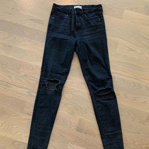 Madewell 9" High Rise Distressed Jeans (black wash) - 29T